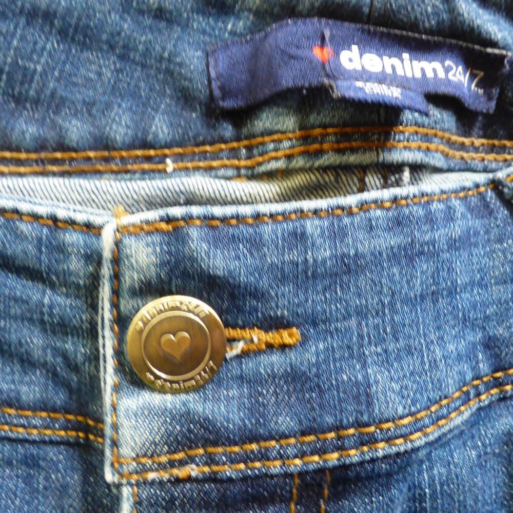 DENIM 24/7 BOHO PRAIRIE BLUE WASHED COLOR EMBROIDERED 5 POCKETS JEANS 20W - Picture 4 of 10